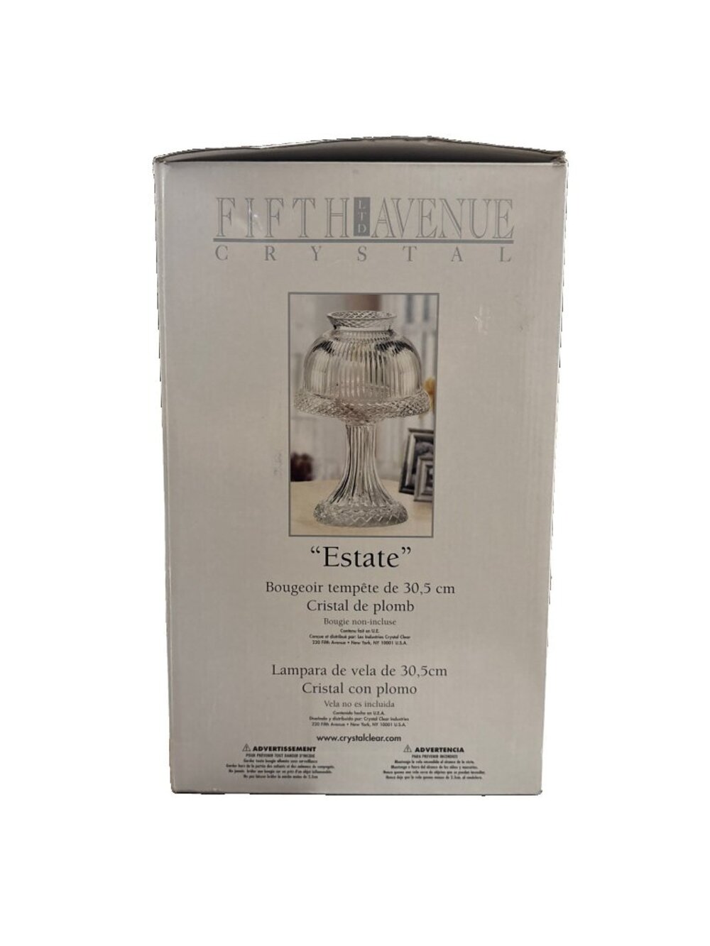 Fifth Avenue Estate Lead Crystal Clear Accent Fairy Lamp Pedestal 12" Tall